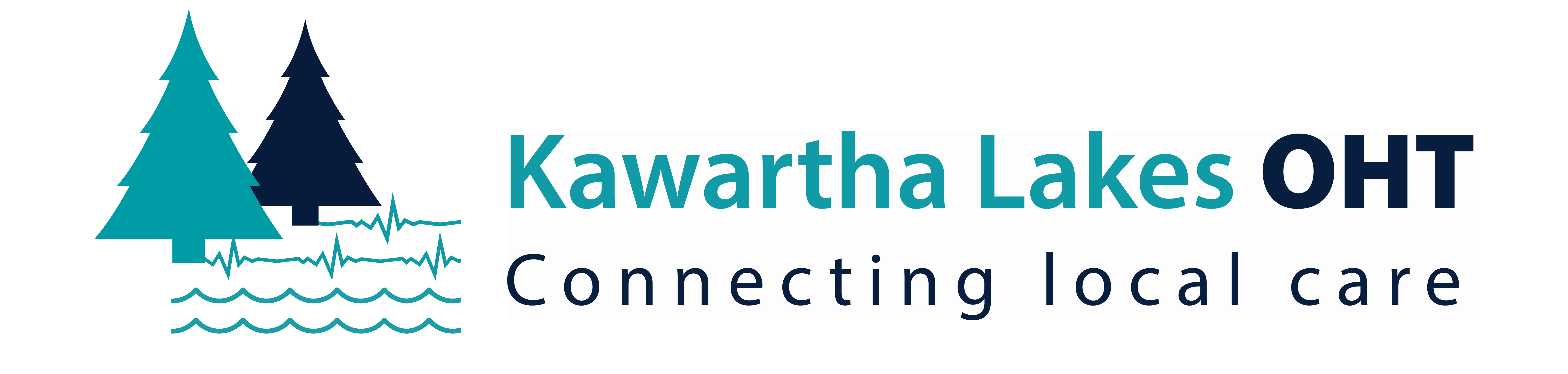Logo of two trees with heartbeat lines and waves